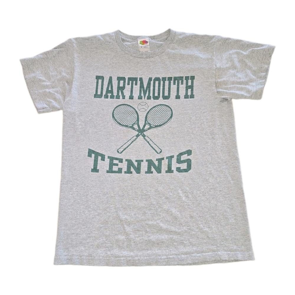 Vintage Dartmouth Tennis T-Shirt M Fruit of the Loom Gray Ivy League 90s *flaw*